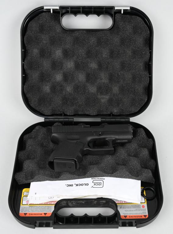 BOXED GLOCK MODEL 27 SEMI-AUTO PISTOL: SERIAL BCLN257. BARREL 3 1/4". CALIBER .40 S&W. Near new with light handling marks and one nine shot magazine. Features short grip, white line rear sight and white dot front, alloy frame with matte fi