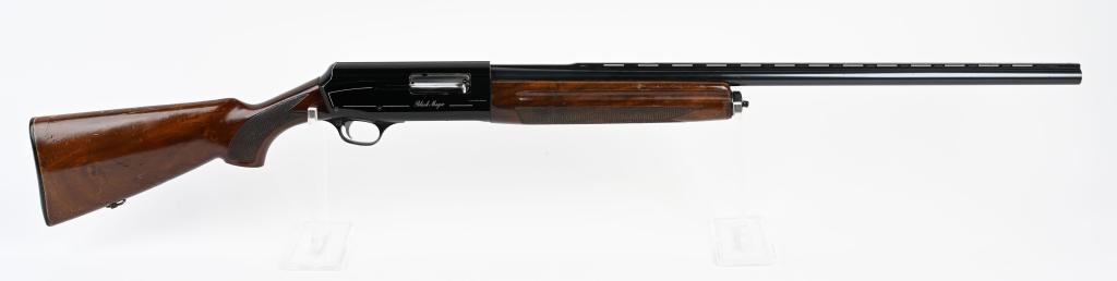 FRANCHI BLACK MAGIC SEMI AUTO SHOTGUN: SERIAL U42869. BARREL 28". CALIBER 12. CHAMBER 2 3/4. CHOKE FUL. 14 1/4" LOP. MADE IN ITALY. This shotgun features full vent rib barrel, single bead sight, blue finish, checkered pistol grip walnut st