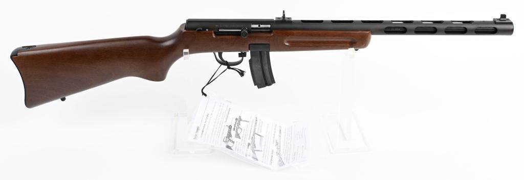 BOXED MITCHELL / PIETTA PPS-50 22 CAL SEMI RIFLE: SN PPOO6728. 16" barrel semi-automatic .22 rifle. Mitchell Manufacturing / Mitchell's Mausers / F. Ili Pietta PPS-50. Styled on the PPSh-41 Soviet submachine gun of World War II, this rifle features a