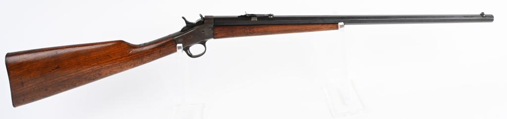 REMINGTON MODEL 4 SINGLE SHOT .25 RIFLE: SERIAL 322131. BARREL 22.5". CALIBER .25 RIM FIRE. Made from 1926-1933 with take down screw in frame. It is a Rolling Block model made for the .25-10 Stevens rim fire cartridge. Features a full octago