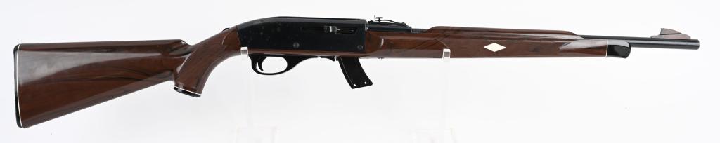 REMINGTON MODEL NYLON 77 SEMI AUTO RIFLE: SERIAL 2495551. BARREL 19.5". CALIBER .22 LONG RIFLE. The Remington Nylon series of rifles used synthetic (plastic) injection molded stocks by choice, and the promotional advertising for these arms to