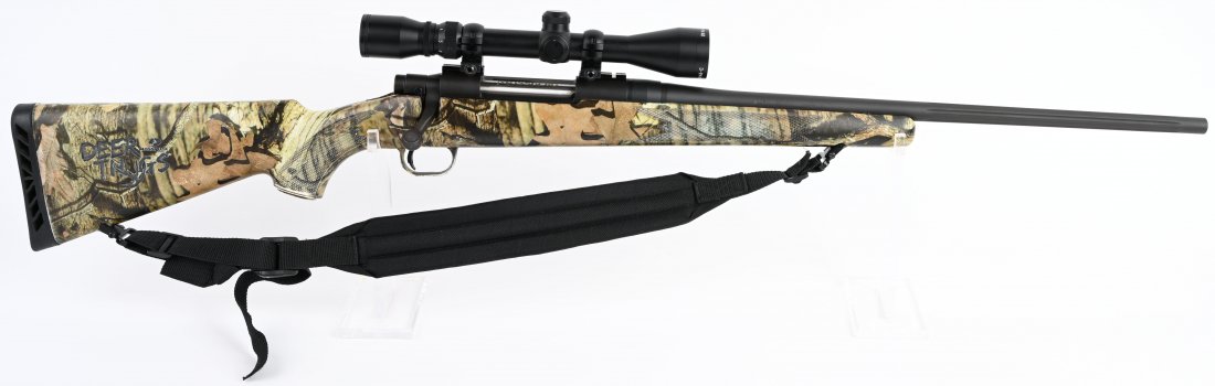SCOPED MOSSBERG ATR BOLT ACTION SPORTING RIFLE: Serial number ATR028181. Referred to as the All Terrain Rifle, this rifle features a 22" fluted barrel that was made with no barrel mounted sights, matte finish, pistol grip checkered camo composition