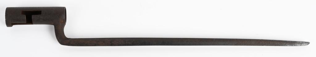 EARLY 19th CENTURY MUSKET BAYONET: Socket bayonet for a large caliber musket. No visible markings or stamps, shows considerable age. 14.5" blade, 18.2" overall length. Very Good
