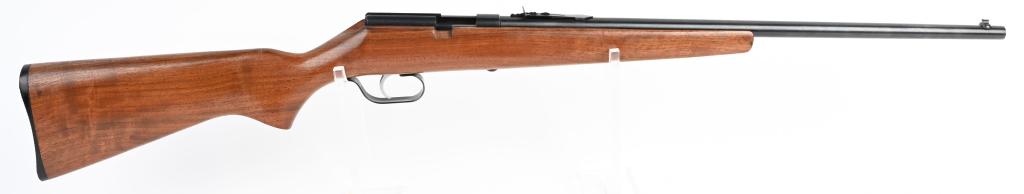 MARLIN MODEL 100 BOLT ACTION 22 RIFLE: -NO SERIAL NUMBER- 22" barrel bolt action 22 Rifle. Marlin Model 100. Features blade front sight, adjustable rear sight, blued finish, smooth wood stock, and serrated plastic butt plate. This gun is m