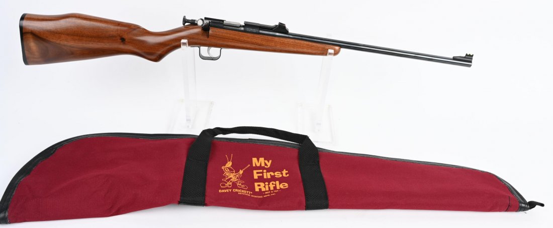 KEYSYTONE ARMS LITTLE CRICKET 22 BOLT ACTION RIFLE: SN 11061. 16.2" barrel bolt action single shot .22 rifle. Keystone Arms "Little Cricket," designed for a child's first gun. Features small frame wood stock, fiber optic front and rear sights, and come