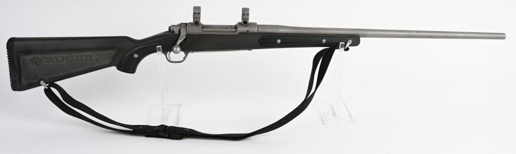 RUGER MARK II M77 .300 WIN MAG BOLT ACTION RIFLE: SN 781-10932. 25" barrel bolt action .300 WIN MAG rifle. Ruger M77 Mark II. Features stainless receiver, barrel, trigger, and equipped with nylon sling, polymer stocks, and high turret scope rings. Bo