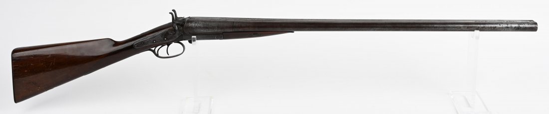 LONDON FINE TWIST 10 GA SxS SHOTGUN: -NO SERIAL NUMBER- 30\" barrel top break 10 GA double barrel shotgun. Marked on the rib \"London Fine Twist.\" Features checkered pistol grip and forend, metal butt plate, bead front sight, and unique