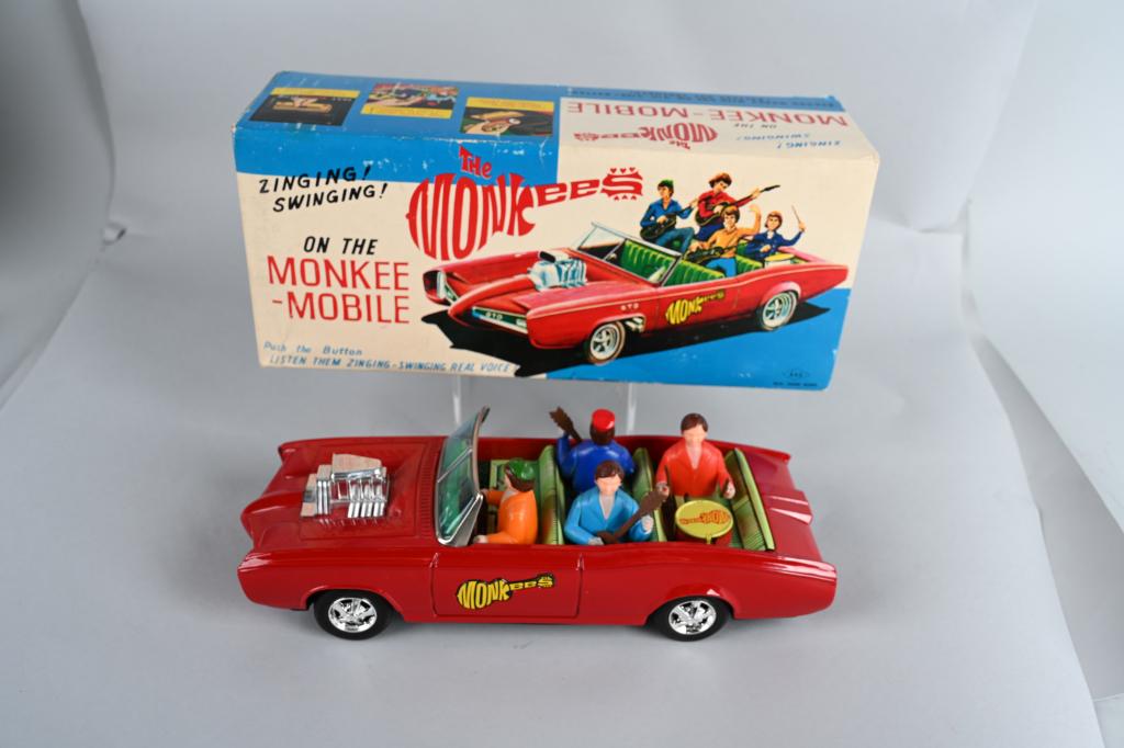 ASC Battery Op GTO MONKEE MOBILE w/ BOX: Outstanding battery operated Monkee Mobile. Great Pontiac GTO custom built for the band the Monkees. The car is all original and complete. There are NO broken pieces. Car looks never played with condi