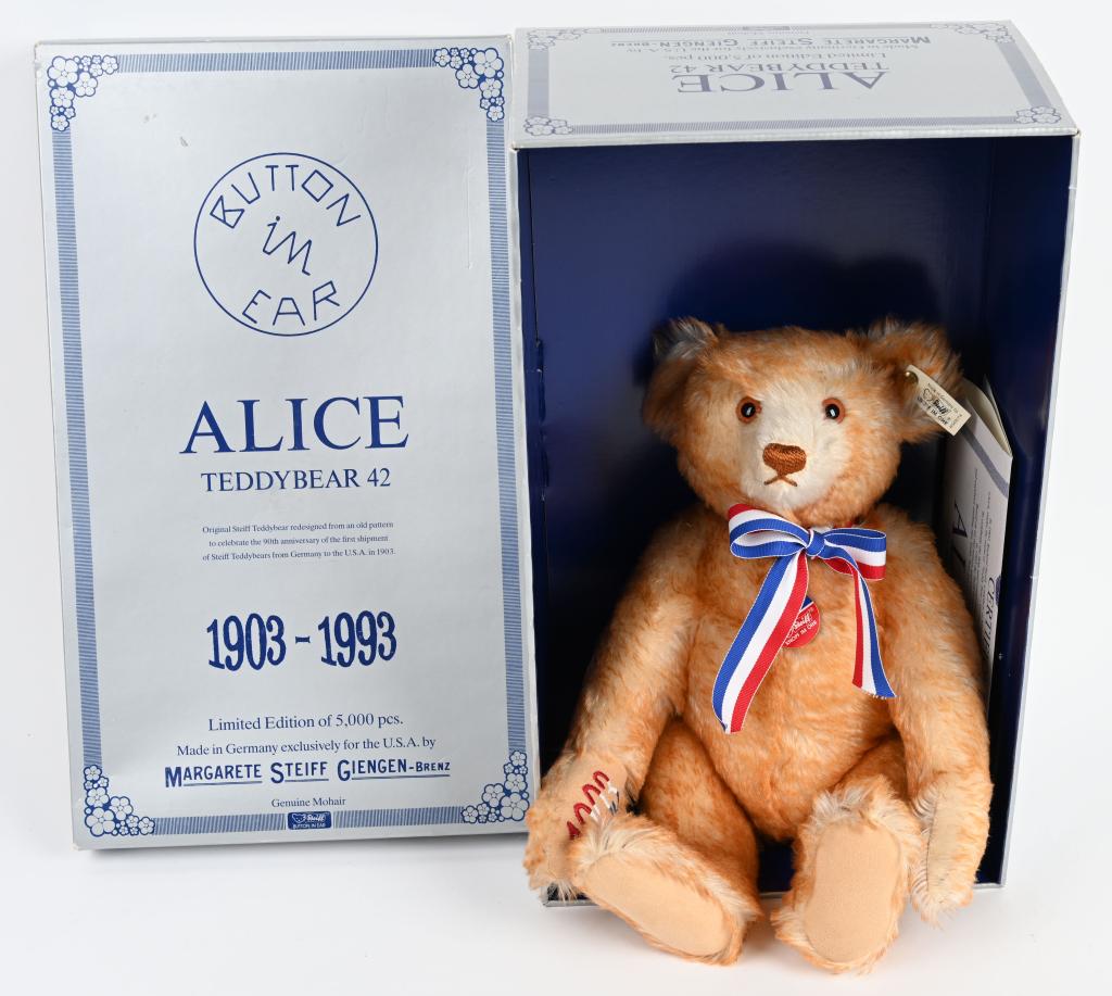 STEIFF 1993 ALICE TEDDY BEAR LE w/ BOX: 1993 Limited Edition of 5000. 24" Tall. With Box and Certificate