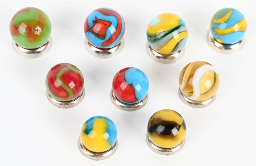 LOT OF ASSORTED PELTIER MARBLES: 9-Peltier marbles assorted . Mint Minus to Near Mint.