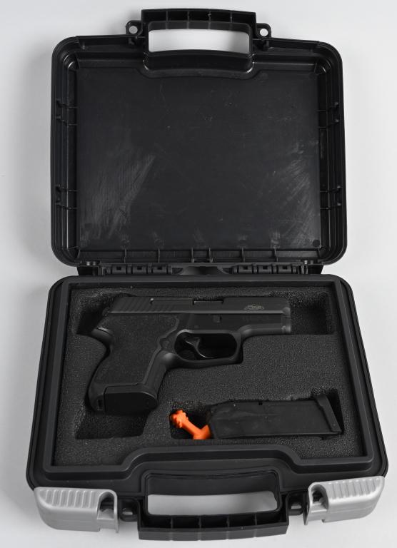 BOXED SIG SAUER MODEL P224 SEMI AUTO PISTOL: SERIAL 50A003826. BARREL 3.25". CALIBER .40 S&W. Compact big bore 40 that features double action, white dot sights, alloy frame, composition grips, matte finish with two 10 round magazines. Fired but 