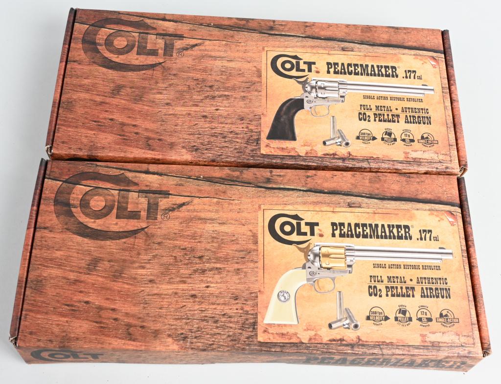 2- COLT PEACEMAKER .177 CAL AIR PISTOL MIB: Pair of Colt Peacemaker .177 Cal Air Pistols. Both new in the box