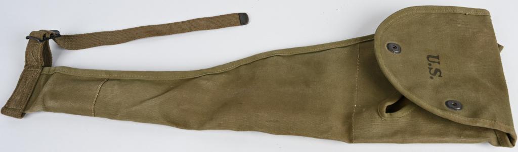 WWII US PARATROOPER CARBINE SCABBARD AIRBORE 1944: WWII Army Airborne Paratrooper Carbine Scabbard AND two World War II Army sleeping bags; one near mint, one used. M1 Carbine Scabbard made by Atlas Awning, 1944 dated World War II US Army Airborne / P