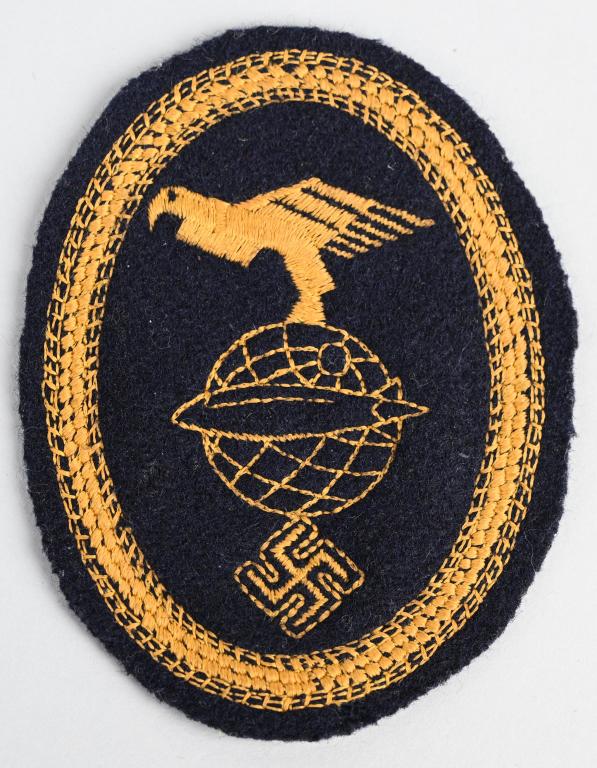 WWII GERMAN NAZI ZEPPELIN AIR SHIP CREW PATCH FL36: WWII Nazi German Zeppelin Blimp crew patch measuring 2.5" x 3.5" and is chain stitched on wool with a heavy cloth backing. To the reverse the insignia is marked FL36. Excellent A Zeppelin is a type of