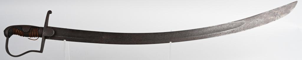 18th C BRITISH M1796 LIGHT CAVALRY SABER RELIC: 18th Century Model 1796 British Light Cavalry saber. Broad blade with wood handle. Grips are gone and cord wrap is coming undone. Blade and guard are solid but show considerable age wear. Blade measur