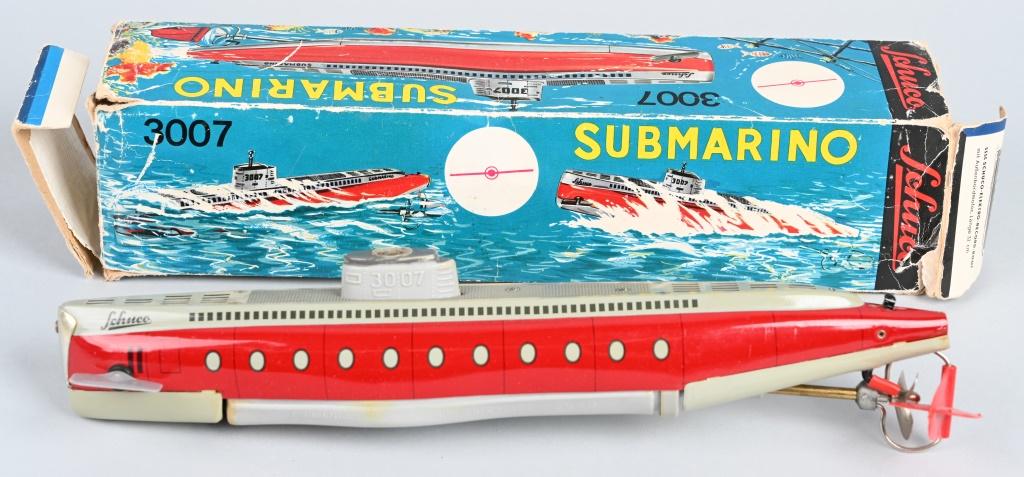 SCHUCO WINDUP SUBMARINO w/ BOX: Nice windup Submarine. Works. Boxed 12" Excellent