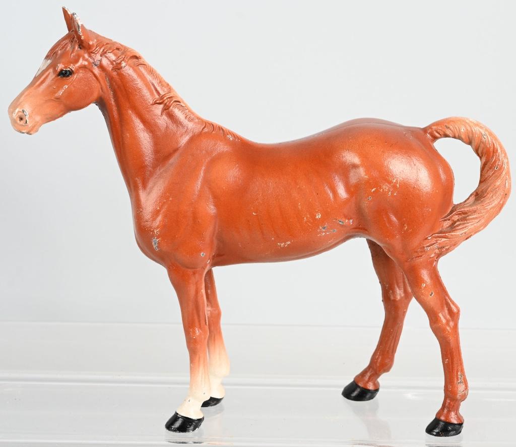 HUBELY THOROUGHBRED HORSE DOOR STOP: Wonderful original Hubley Thoroughbred Horse Door Stop. Excellent original paint. 12" Excellent