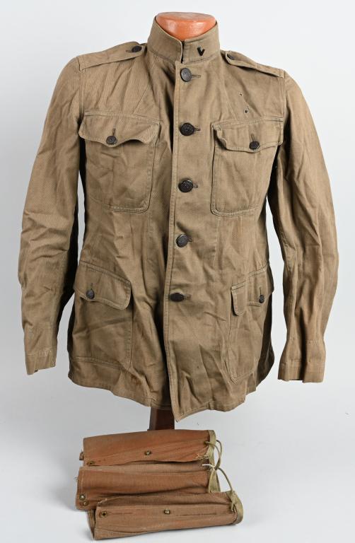 WW1 PERIOD CINCINNATI HOME GUARD POLICE TUNIC: WW1 Period Cincinnati Home Guard Police Uniform jacket or tunic. The coat is made of 100% cotton drill having 4 patch pockets with flaps secured with buttons. It has a standing collar with a button ho