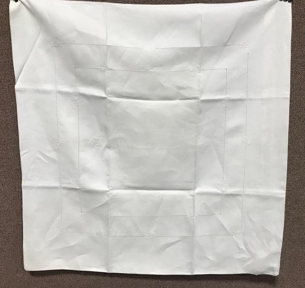ADOLF HITLER PILLOW COVER PERSONAL SERVICE SET: Adolf Hitler - a Pillow Cover from Personal Service. White color cloth linen, large size pillow cover with floral design, embroidered "AH" at top center. Two-piece construction, closure at open end wi