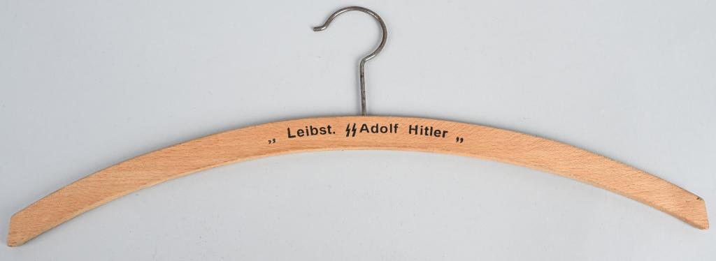 WWII LEIBSTANDARTE ADOLF HITLER SS COAT HANGER WW2: Nice original SS Leibstandarte Adolf Hitler Division coat hanger, wood and steel construction. The 1st SS Panzer Division "Leibstandarte SS Adolf Hitler", short LSSAH, began as Adolf Hitler's personal