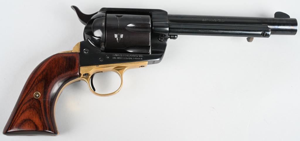 J.P. SAUER SINGLE ACTION ARMY REVOLVER: SERIAL 9833/3. BARREL 5 1/2" CALIBER .357 MAGNUM. Quality single action army copy made in German and imported by Hawes of Los Angeles. It was marketed as the Western Marshall. it is finished in full h