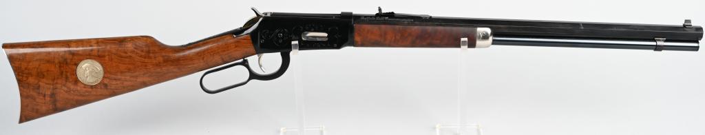 WINCHESTER BUFFALO BILL LEVER ACTION SHORT RIFLE: SERIAL WC627. BARREL 20". CALIBER 30-30. MADE IN 1968. Winchester made both a standard 26" rifle as well as a 20" barrel short rifle that they referred to as a carbine model. It features a full octago