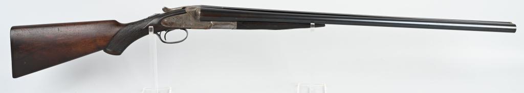 No 2 GRADE L. S.SMITH SXS SHOTGUN (1910): SERIAL 212672. BARRELS 28". BORE 12. CHAMBERS 2 3/4". CHOKE FULL / IMPROVED . LOP 13 3/4". MADE IN 1910. The top of barrel on matted rib is stamped "Hunter Arms Co. Fulton NY" and the barrel flats are