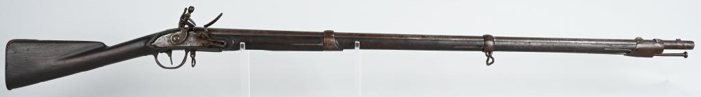 HENRY US CONTRACT 1808 FLINTLOCK MUSKET: BARREL 44.5" BORE .69. William & John Henry delivered about 4500 muskets to the US government most likely for use in the War of 1812. Top of barrel is stamped US with touch mark. All metal is smooth p