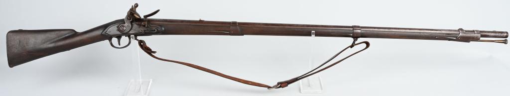 US SPRINGFIELD MODEL 1795 TYPE III MUSKET: BARREL 44.5. BORE .69. TYPE III 1809-1814. Lock has arched Springfield with script US and eagle dated 1810 at rear. Three bands with sling swivels and old buckle sling, fixed single leaf rear sight, T