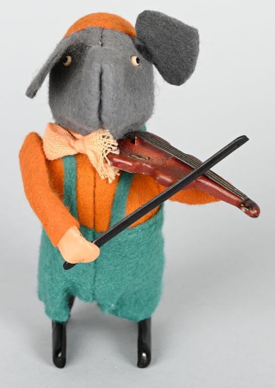 SCHUCO GERMANY ELEPHANT Tin Windup VIOLINIST: Scarce original pre-war Schuco Elephant Violinist. Works well. Includes key that is not original. 5", Excellent