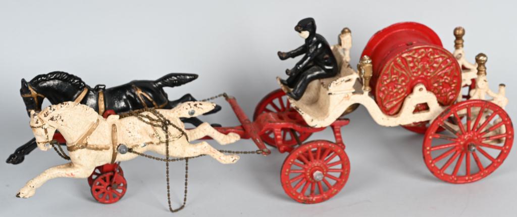 Repop Case Iron Hose Wagon and Team Toy: done by John Wright around 1970, cast iron, 20.5"L.