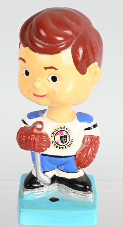 SCARCE CLEVELAND CRUSADERS HOCKEY BOBBING HEAD: The Cleveland Crusaders were a professional ice hockey team from Cleveland, Ohio. They played in the World Hockey Association from 1972 to 1976. Their home ice was the Cleveland Arena from 1972 to 197