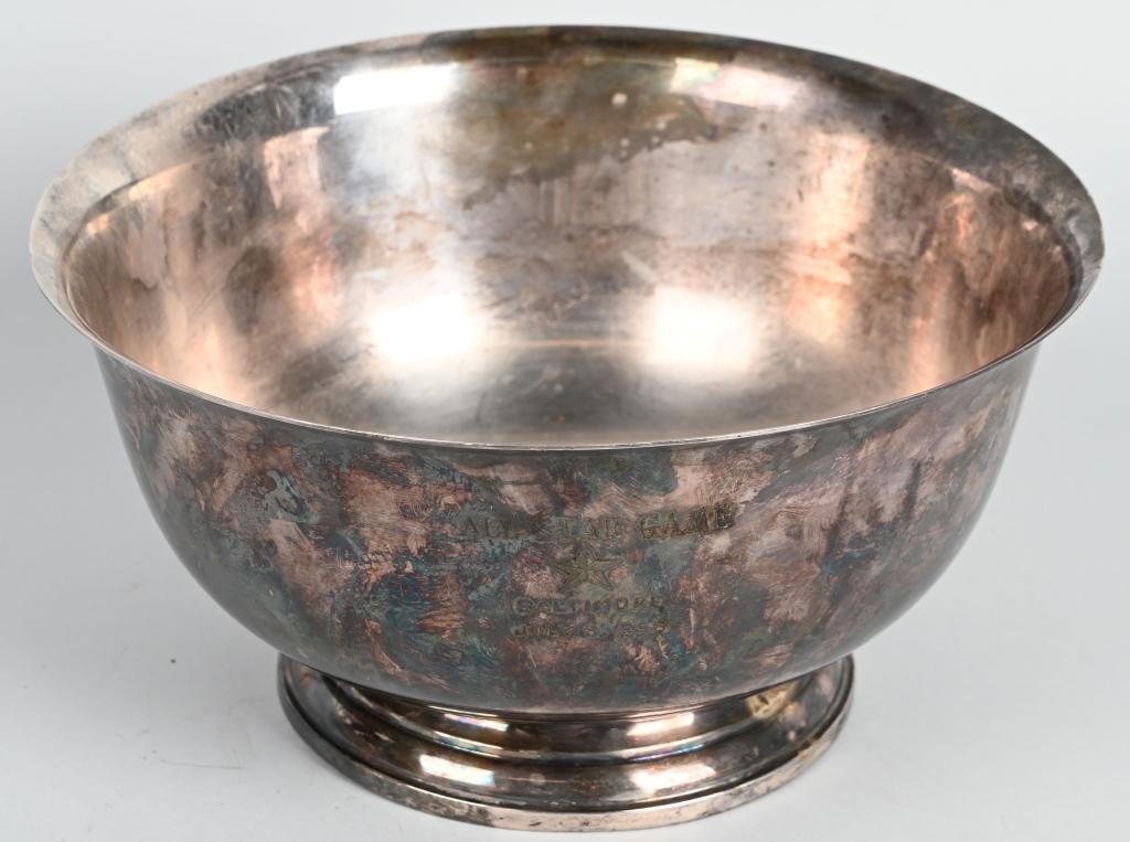 1958 ALL STAR GAME BOWL BALTIMORE JULY 8: This presentation bowl is attributed to Early Wynn as it came with other award but there is no name inscribed. Wynn did not pitch in the 1958 All Star game but was on the roster. Top of bowl measures