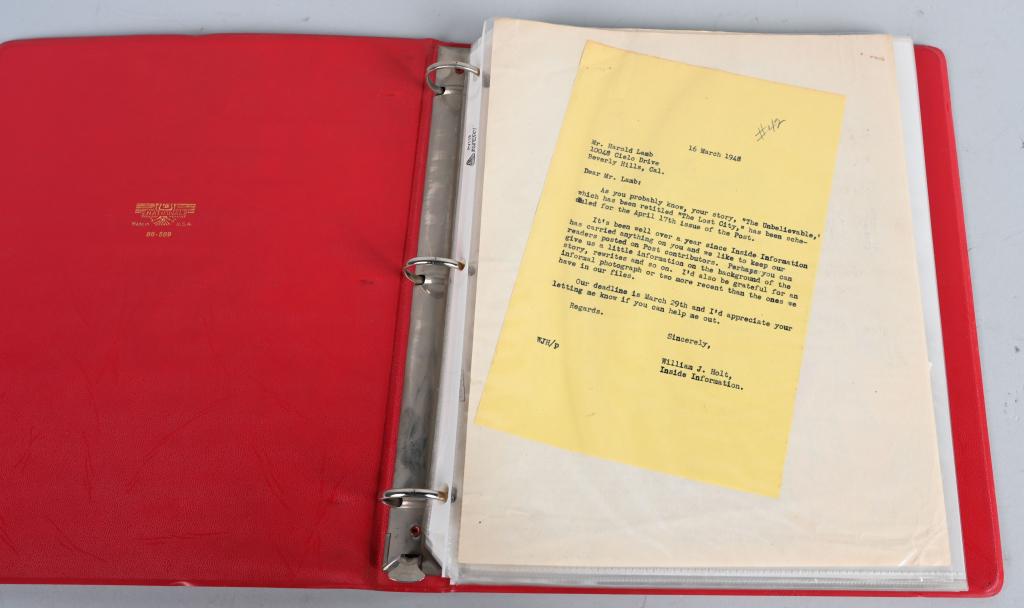 FOLDER OF ENTERTAINER SIGNED LETTERS & MORE: Nice collection of Entertainment Figures Letters and More. Names includes are Frank Perry, Edward Albee, Sheila Hailey, Dakin Williams, Cliff Robertson, Julie Campbell, Marvin Mitchelson, David Horowi