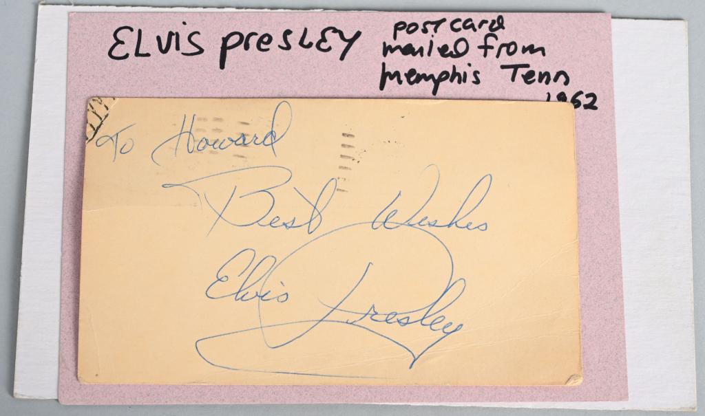 ELVIS PRESLEY AUTOGRAPH POST CARD: Elvis Presley Autographed Post Card. Made out to Howard. Post Card has Memphis Post Mark.