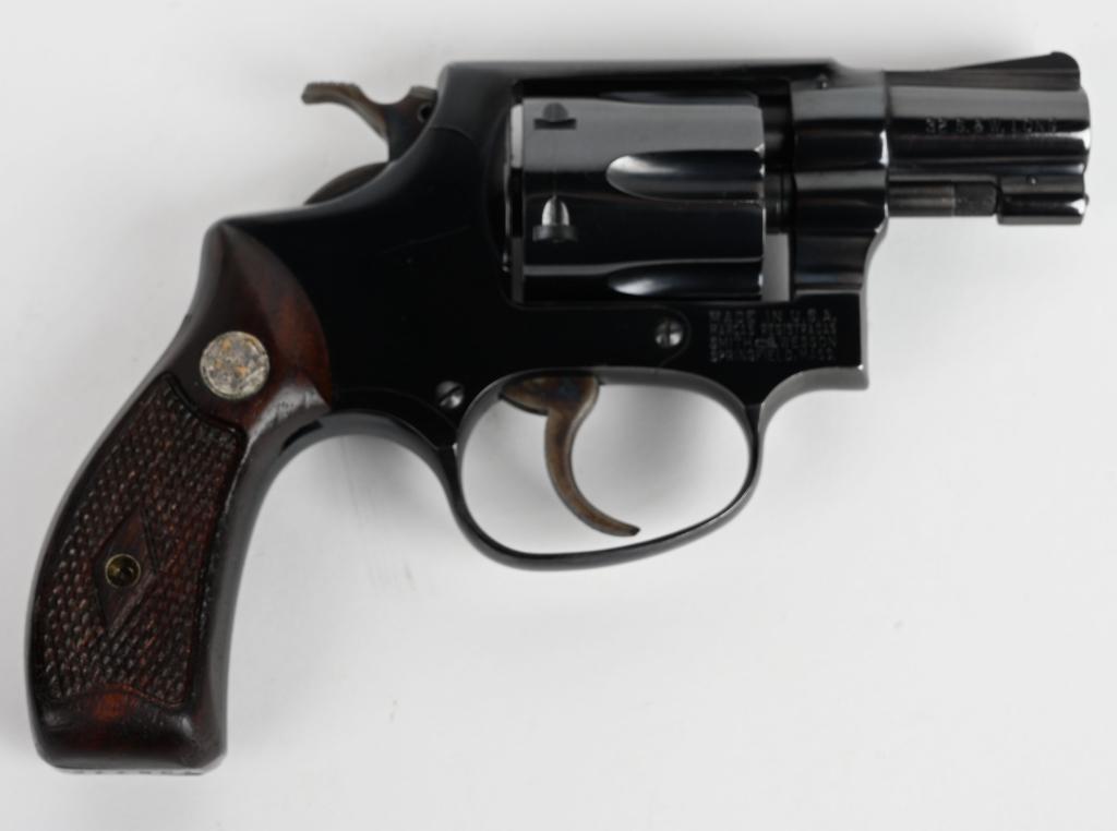 SMITH & WESSON MODEL 30-1 REVOLVER: SERIAL 735772. BARREL 2". CALIBER .32 S&W LONG. MADE 1966-68. Features J-frame, round butt, six shot, double action, fluted cylinder , blue finish, case color hammer & trigger, pinned barrel, 3-screw