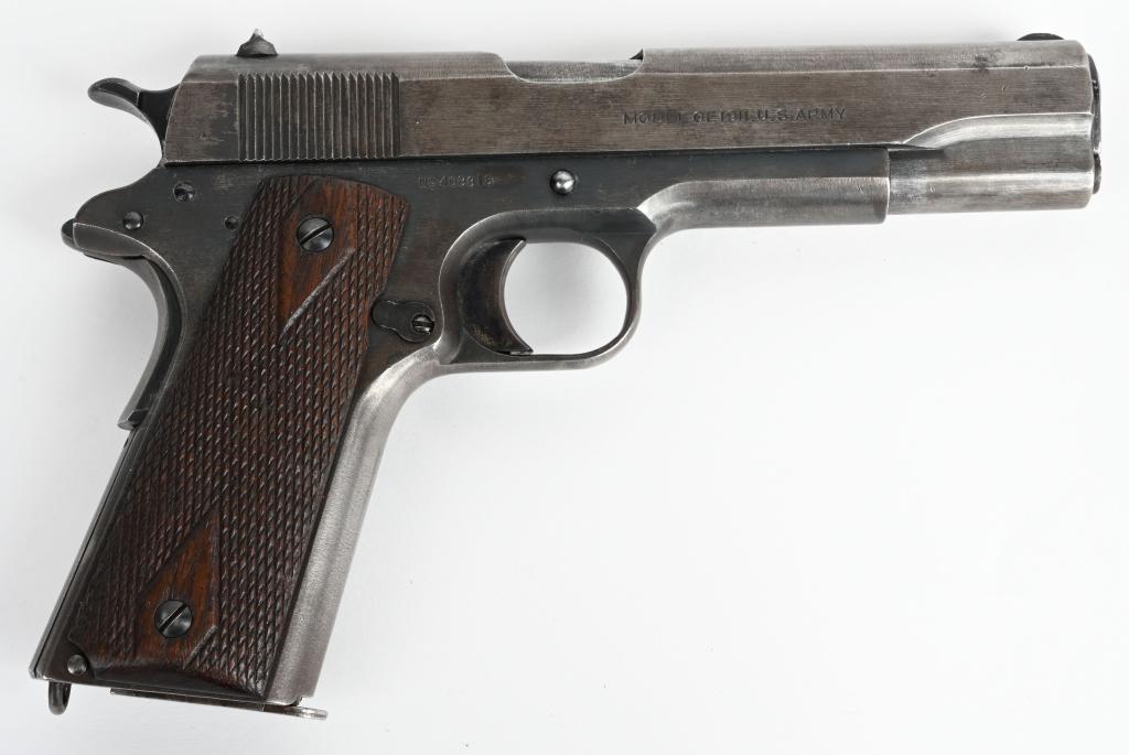 WW1 ISSUED COLT MODEL 1911 SHIPPED 1918: SERIAL NUMBER 408818 BARREL 5" CALIBER 45ACP MANUFACTURED 1918. Shipped to the Bush Terminal Brooklyn NY Aug 1918 for delivery to the American Expeditionary Forces fighting in Europe. Colt Model 19111