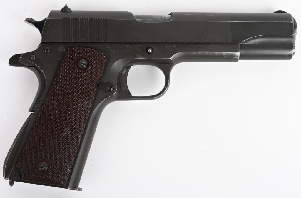 FINE 1942 SHIPPED COLT 1911-A1 .45 ACP PISTOL: SERIAL NUMBER 841752 BARREL 5" CALIBER .45ACP MANUFACTURED 1942. Fine early WW2 production Colt 1911-A1 pistol with proper and correct Colt marked barrel, short checkered solid trigger , numbers match