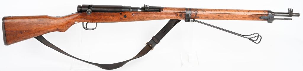 FINE JAPANESE TYPE 99 ARISAKA WITH MONOPOD: SERIAL NUMBER 31253 BARREL 25-1/2" CALIBER 7.7 JAPANESE MANUFACTURED NAGOYA ARSENAL WW2. Fine original Japanese type 99 Arisaka with dust cover, mono pod and type 99 leather sling. Matching numbers wi