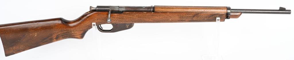 HOBAN RIFLE No. 45 22 BOLT ACTION YOUTH RIFLE: SERIAL NUMBER: (NO SERIAL NUMBER) BARREL: 20" CALIBER: .22 S/L/LR. Hoban youth rifle with smooth wood stock. Single shot. Finish is brown patina. Appears to be missing rear sight and the bolt does not