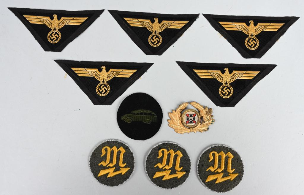 WWII NAZI GERMAN INSIGNIA POLICE REICHSBAHN HEER: WWII Nazi German insignia to include to include 1) Reichsbahn related Motor car (Cargo and passenger traffic service) patch. Patch measures 2 1/4 inches and the most unusual thing is that the bus is g