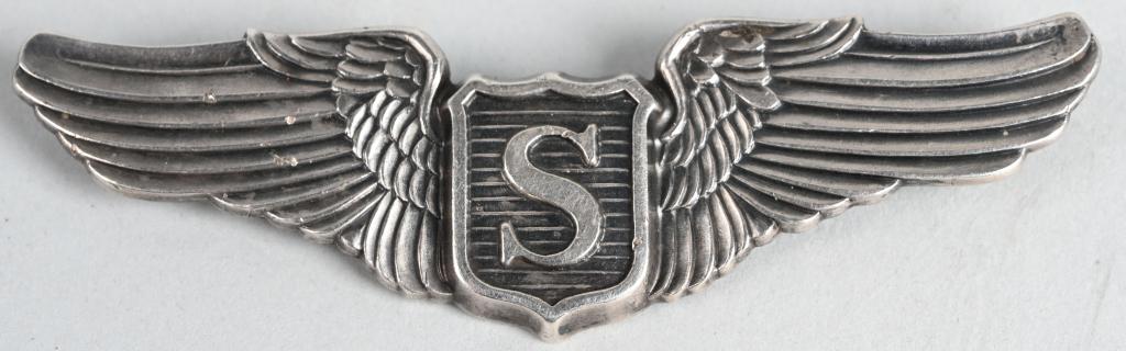 WWII US SERVICE PILOT WING IN STERLING BY LGB WW2: Fantastic WWII Army Air Corps Service Pilot Wings are Die struck, maker marked LGB or Balfour and STERLING to the reverse of the badge. Wings measure 3 inches wide and have never been cleaned retainin