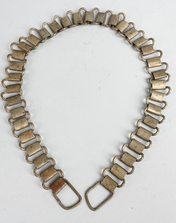 WWII NAZI FELDGENDARMERIE POLICE GORGET CHAIN WW2: A Feldgendarmerie (Army Military Field Police) Gorget Chain- a textbook example. The chain is approximately 60cm (or 25 inches) long and is unmarked. Very Good The Feldgendarmerie, (Military Field Pol