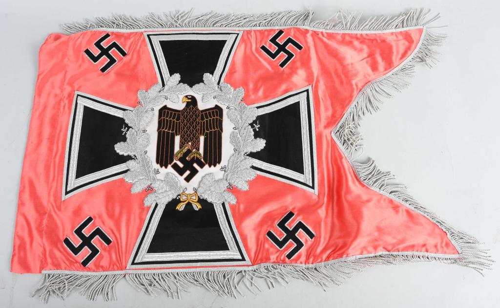 WWII NAZI GERMAN PANZER ARMY SWALLOWTAIL STANDART: REPRODUCTION. These fabulous standards, or "Standarten", were employed for units other than those that carried flags, and these in particular were used for all mechanized units. Exquisitely hand embro