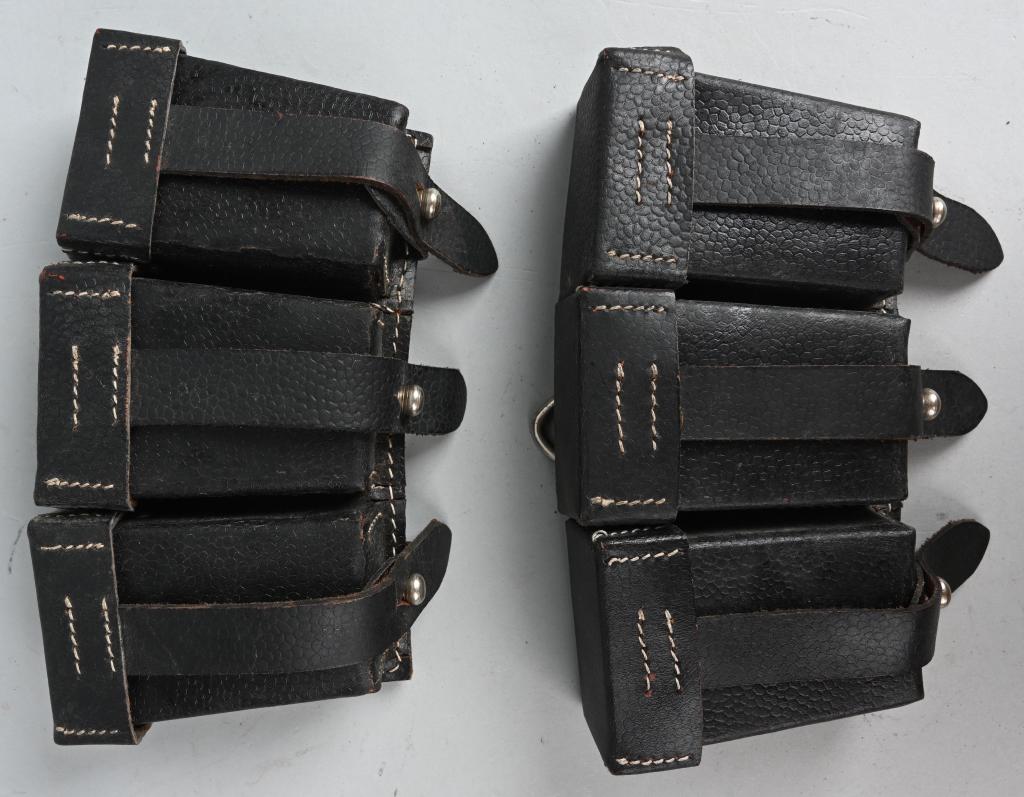 WWII NAZI GERMAN REPRO K98 RIFLE MAGAZINE POUCHES: Very good quality reproduction K98 pouches. These were standard issue to all troops armed with K98 rifles in the German Armed Forces during WWII. Each pouch holds six 5 round "stripper" clips, with a 