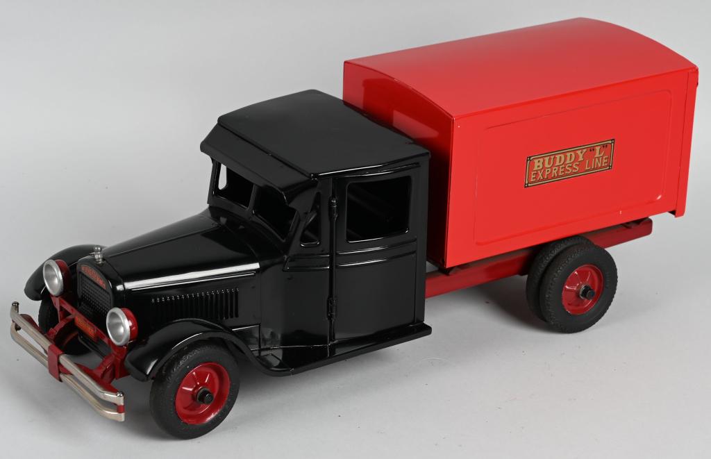 BUDDY L JR PRESSESD STEEL AIR MAIL DELIVERY TRUCK: Professionally restored Buddy L Jr Air Mail Delivery Truck. Factory correct restoration on a very clean truck. A wonderful example. 22" Excellent