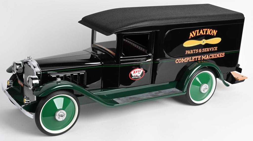 KING K SPECIAL PACKARD AVIATION DELIVERY TRUCK: King K Special Packard Aviation Delivery Truck. One of a king logo. Very highly detailed inside and out. Bottom has King K Logo and signed Ken & Ed Kovach. 36"