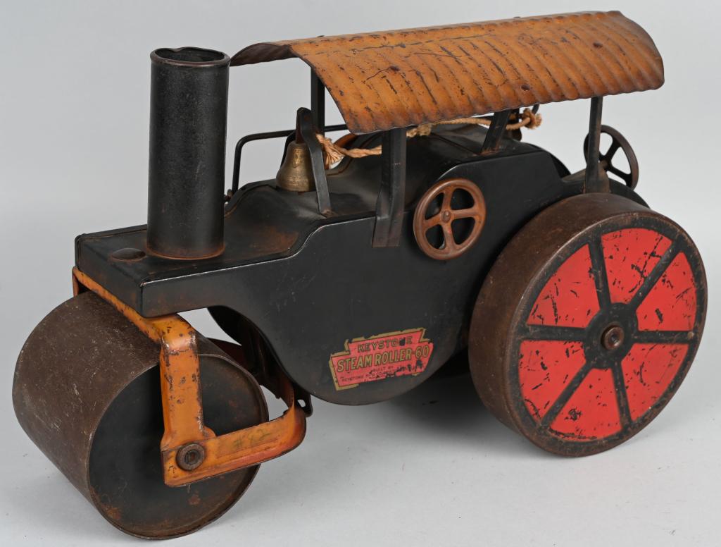 KEYSTONE PRESSED STEEL STEAM ROLLER 60: Original Keystone Steam Roller 60. Original paint and decals. Nice details. 20" very Good