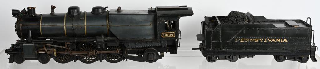 LIVE STEAM II GA 4-6-2 3826 LOCOMOTIVE & TENDER: Hand Built Model Live Steam II gauge Pennsylvania 4-6-2 3826 Locomotive and Tender. This is a very well built highly detailed working model. Its all metal VERY heavy! All original and in great conditi