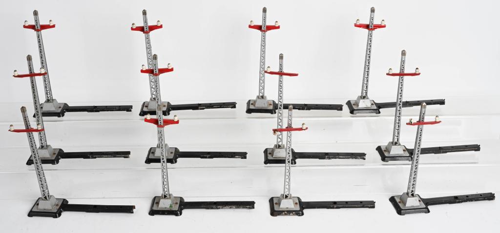 12- PRE-WAR LIONEL 060 SILVER TELEGRAPH POLES: Lot of 12 Pre-War 060 Silver Telegraph Poles. All original and excellent